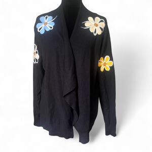 Aaeda Women's Black Flower Cardigan SZ XL